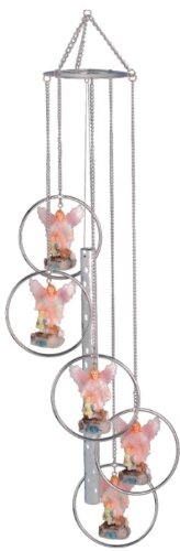 Wind Chime 5-Ring Polyresin Charm Guardian Angel Hang Porch Decoration