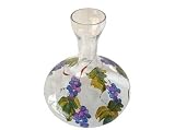 ArtisanStreet's Bordeaux Italian Crystal Decanter. Features Grapevine in Shades of Purple & Blue. Trimmed with Green Leaves. Signed By Artisan. Hand Painted, Made To Order.