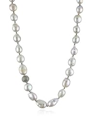 Lena Skadegard "Galatea" Freshwater Pearls with Silver Pave Diamond Ball Necklace