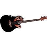 Ovation Applause Series AE148 Deluxe Super Shallow Cutaway Acoustic Electric Guitar, Black