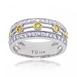 Yellow White Diamond Anniversary Band Ring Solid White Gold Size 7