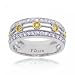 White Gold Anniversary Ring w/ Yellow & White Diamonds