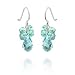 Silver drop earring blue topaz aquamarine cluster
