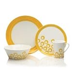 Mikasa Circle Chic 4-Piece Dinnerware Set, Yellow