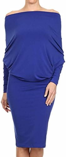 Social Butterfly Collection Plus Size Long Sleeve The Shoulder Multi Way Short Dress 2X Royal Blue