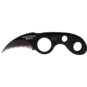 Smith and Wesson SWHRT2B HRT Neck Badge Serrated Bear Claw Knife, Black by Smith & Wesson