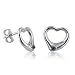 Open Heart Blue Diamond Stud Earrings in Sterling Silver .925