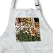 A Flower Garden with White, Orange and Yellow near a Wooden Fence - Medium Length Apron With Pouch Pockets 22w X 24l