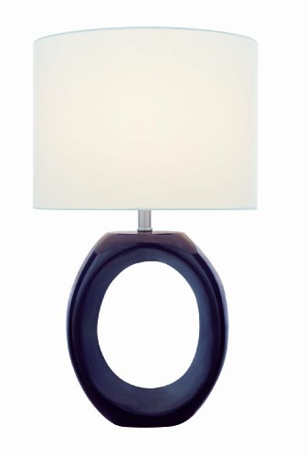 Lite Source LS-21505COFFEE Cerchio Ceramic Table Lamp, Coffee with Off-White Fabric