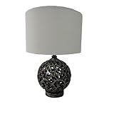IMAGE OF Yosemite Home Decor PTL689 Portable Lamp Series 21.25-Inch Portable Table Lamp Antique Pierced Resin with White Shade