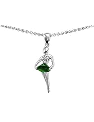 Original Star K (tm) Ballerina Dancer Pendant with Round 7mm Simulated Emerald in .925 Sterling Silver