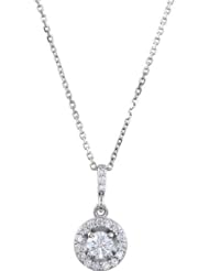 Jewelplus 14k Gold Diamond Halo-Style Pendant/Necklace with 14k Gold 18" Long Chain