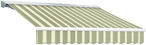 Awntech 14-Feet Destin LX with Hood Manual Retractable Acrylic Awning, 120-Inch Projection, Sage/Cream