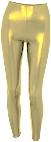 ZMSneks Men's Unisex Shiny Metallic Tights Pants XS LightGold