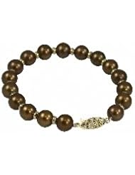 14K 9-9.5mm dyed chocolate freshwater cultured pearl and alternating 14K rondel bracelet, 7.5"