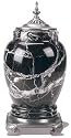 Black Zebra Marble Pewter Burial Urn I