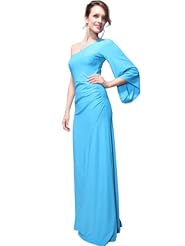 Long Sleeves One Shoulder Polyester  Dress