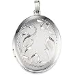 Sterling Silver Lily Oval Locket Pendant