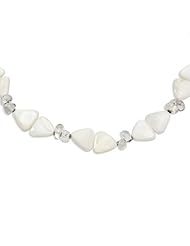 Sterling Silver 16in White Mother of Pearl & Rock Quartz Necklace