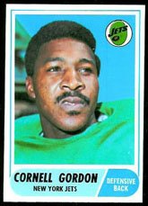1968 Topps Regular (Football) Card# 91 Cornell Gordon of the New York Jets Good Condition