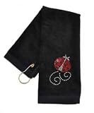 Navika Black Ladybug Towel Accented with Crystals