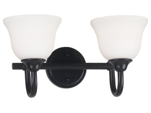 Kenroy Home 80452ORB Epoch Two-Light Vanity Light With White Glass Shades, Oil Rubbed Bronze