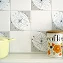 Set 6 Mibo Tile Tattoos Adhesives Stickers Black Taupe Flower Shanklin