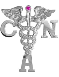 NursingPin - Certified Nursing Assistant CNA Graduation Pin with Ruby in Silver