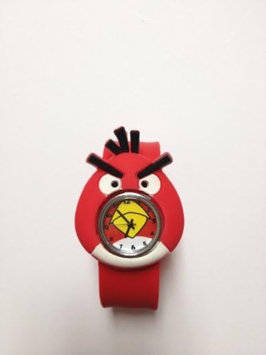 NEW! Cute 3D Cartoon Watch Kids Boy Girl Children's Rubber Snap-on Slap Cuff Watch Gifts Idea (Red, Angry Birds)