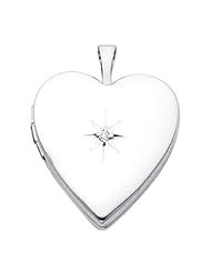 14K White Gold Diamond-Accent Heart Locket Pendant (0.8" Inches or 20mm, 1/10 ctw., GH, SI)