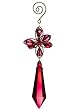 Regal Peacock Red and Pink Flower Gem Finial Christmas Ornament 6.25"