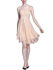 A-line Cocktail Short Empire   Waistline Chiffon/Satin/Silk Beaded One Shoulder Sleeveless Homecoming Dress/Pageant Dress/Prom Dress/Party Dress/Wedding Dress 