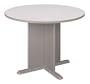 Bush Furniture Round Conference Table, White Spectrum Paper/Pewter