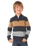 camel stripe half-zip sweater