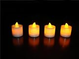 24 AMBER LED Tea Lights Flickering Candles with Lithium Battery