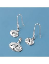 Sterling Silver Unique Fancy Oval Earring Pendant Set