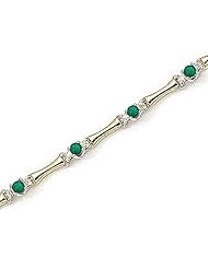 14kt Yellow Gold Round Emerald and Diamond Bracelet