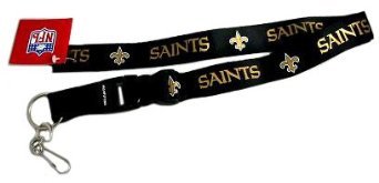 New Orleans Saints Clip Lanyard Keychain Id Ticket Holder - Black