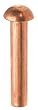 Copper Solid Rivet Round Head 1/16