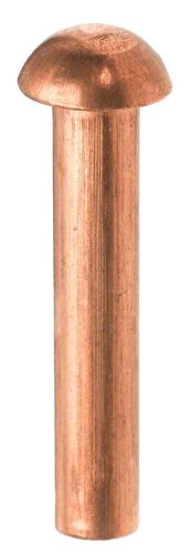 Copper Solid Rivet Round Head 3/16 Shaft Diameter x 1/2 Length (Pack of 100)
