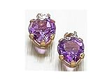 10KT 4mm Heart Amethyst & Cubic Zirconia 10KT GOLD
