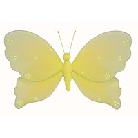 Hanging Butterfly 13' Large Yellow Jewel Nylon Butterflies Decorations - Decorate for a Baby Nursery Bedroom, Girls Room Ceiling Wall Decor, Wedding Birthday Party, Bridal Baby Shower, Bathroom. Butterfly Decoration 3D Art Craft