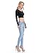 KOGMO Womens Long Sleeve Basic Crop Top Round Neck With Stretch -S-BLACK