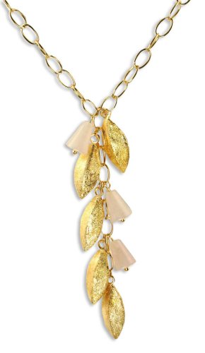 Click here to buy Yellow Gold Plated Rose Quartz& Gold leaves Necklace.
