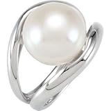 Freshwater Cultured White Pearl Ring, 12.00 MM - 13 MM, Sterling Silver, Size 6
