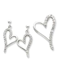 Sterling Silver CZ Heart Earring & Pendant Set