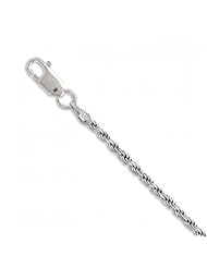 MMA Silver - 30 inch Rhodium Plated 040 Rope Chain Necklace