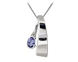 Tanzanite Pendant 14K White Gold Box Chain