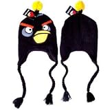 Angry Birds Bomb Black Bird Plush Beanie Embroidered Laplander Earflap Winter Fleece Knit Ski Cap Hat / Officially Licensed Product By Rovio