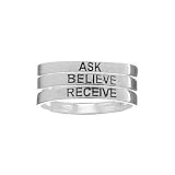 Sterling Silver Ask Believe Receive Stackable Ring